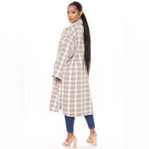 Plaid jacket (perfect for cool autumn days). Beautiful soft blue and tan colors.